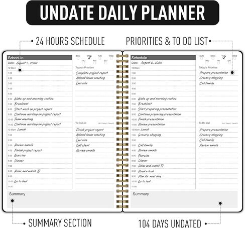 24 Hour Daily Planner -To Do List Notepad Double Side Use Undated Notebook with 52 Sheets, 6.5" X 9.8", Task Checklist Organizer Agenda Pad for Productivity in Saudi Arabia