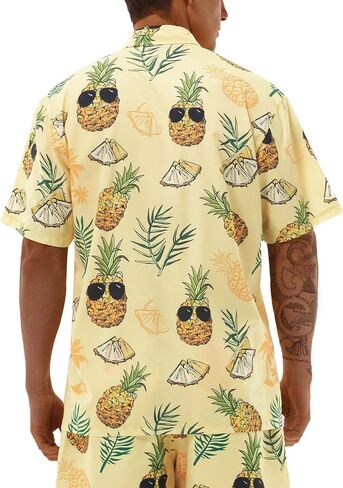 Hawaiian Shirts for Men Short Sleeve Casual Button Down Shirt Summer Beach Aloha Shirt Holiday Party Tropical Print in Kuwait