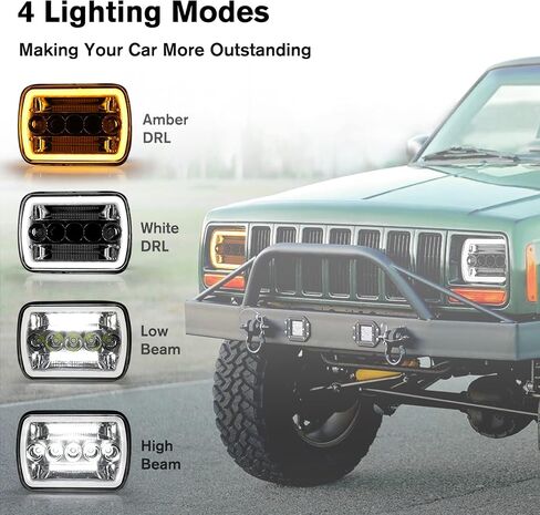 CO LIGHT New Z Beam 5x7 7x6 Inch Led Headlight Rectangle Bright High Low Beam DRL Amber Turn Signal Compatible for H6054 H5054 Chevy Express Van Jeep Cherokee YJ XJ Truck Pickup Van, 2PCS in Kuwait
