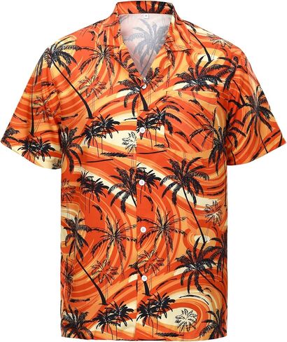 Hawaiian Shirts for Men Short Sleeve Casual Button Down Shirt Summer Beach Aloha Shirt Holiday Party Tropical Print in Kuwait