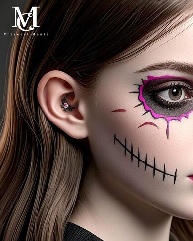cm crareesi mania heart devil septum ring 316l stan stail steel cutie cutie demon septum percing Jewelry 16g Blackpink daith arits with black bow for women in Saudi Arabia