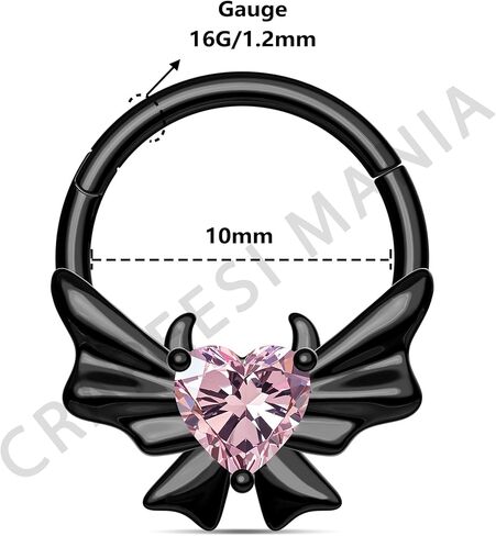 cm crareesi mania heart devil septum ring 316l stan stail steel cutie cutie demon septum percing Jewelry 16g Blackpink daith arits with black bow for women in Saudi Arabia