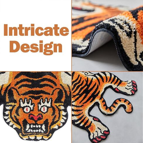 5x3.3ft Tibetan Tiger Area Rug Tufted High Pile XLarge Indoor Machine Washable Carpet with Nonslip TPR Backing - Bedroom, Bathroom, Living & Dining Room Home Décor in Saudi Arabia