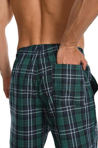 Men's Summer Cotton Woven Pajama Shorts 3-Pack Lightweight Sleepwear Lounge Pockets Elastic Waistband for Home in Saudi Arabia