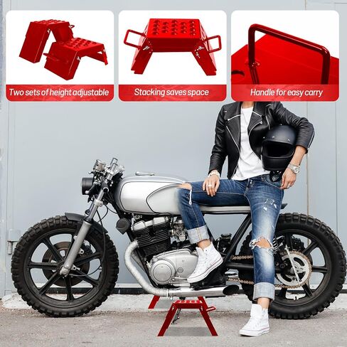 Adjustable 3-9" Moto Starting Block Motorsport Foot Stool Overlap Design Perfect for Moto Enthusiasts and Beginners Dirt Bike Accessories Silver in Saudi Arabia