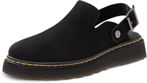 Athlefit Women's Slip-on Suede Clogs Comfortable Latex Footbed Slingback Mules with Adjustable Strap for Work Walking Daily Wear in Saudi Arabia