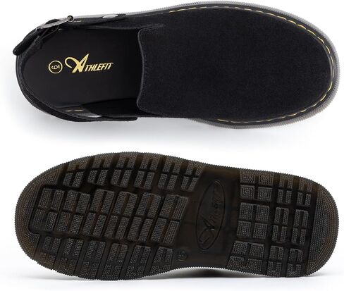 Athlefit Women's Slip-on Suede Clogs Comfortable Latex Footbed Slingback Mules with Adjustable Strap for Work Walking Daily Wear in Saudi Arabia