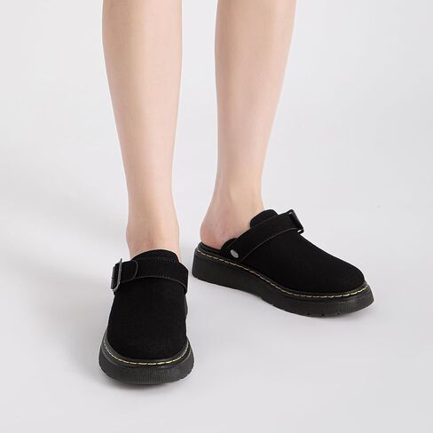 Athlefit Women's Slip-on Suede Clogs Comfortable Latex Footbed Slingback Mules with Adjustable Strap for Work Walking Daily Wear in Saudi Arabia