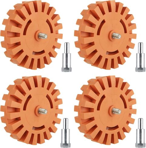 MIVIDE 8 PCS Decal Remover Eraser Wheel Tool Kit, 4inch Rubber Power Drill Attachment Car Adhesive, Pinstripe, Sticker, Vinyl Removal Tool Set with Drill Adapter for Cars, RV, Boats in Kuwait