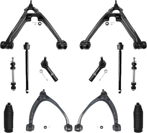 Detroit Axle - End Front 14pc Kit 07-13 Chevy GMC Silverado Sierra Sierra 1500 Upper Lower Control Arms with Ball Bar Bar Bar Rods Inner Tie Boots Boots Struts with Coil Spring in Kuwait