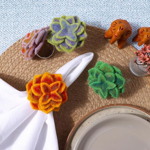 Napkin Rings Set of 12 for Dining Table Decoration Parties Everyday Metal Napkin Holder Napkin Rings for Dinner Table Decor, Wedding, Banquet, Party - Midnight White Flour in Kuwait