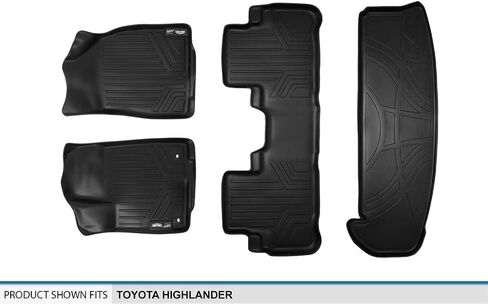 SMARTLINER Custom Fit Floor Mats 2 Rows and Cargo Liner Behind 3rd Row Set Black for 2014-2019 Toyota Highlander in Saudi Arabia