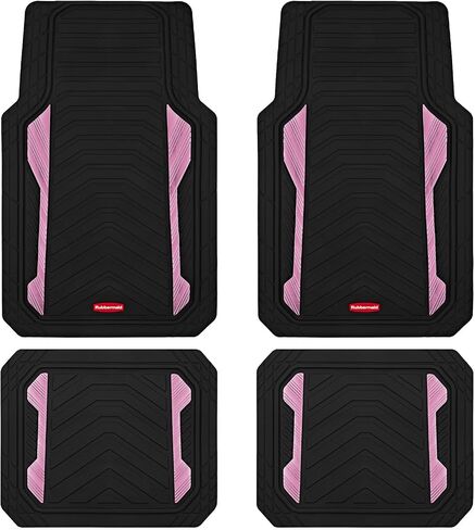 Rubbermaid Car Floor Mat, Heavy Duty All-Weather Car Mats Full Set with Dual-Tone Pink Aluminum Inserts – Universal Fit, Anti-Slip Backing, Trim-to-Fit for Most SUV, Sedan, Van in Saudi Arabia
