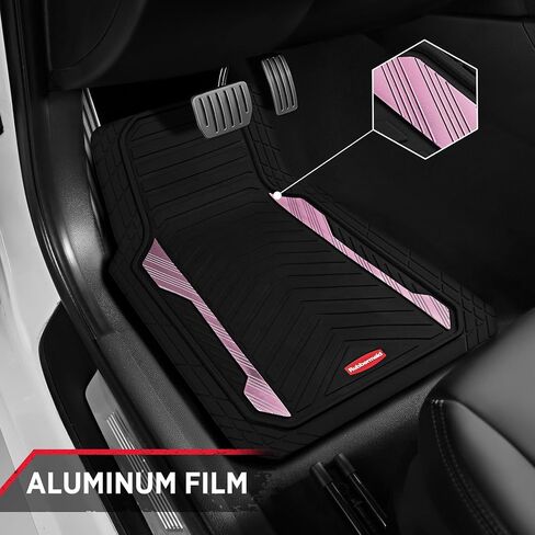 Rubbermaid Car Floor Mat, Heavy Duty All-Weather Car Mats Full Set with Dual-Tone Pink Aluminum Inserts – Universal Fit, Anti-Slip Backing, Trim-to-Fit for Most SUV, Sedan, Van in Saudi Arabia