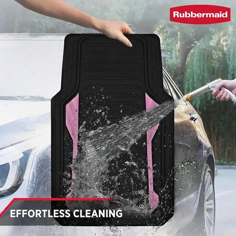 Rubbermaid Car Floor Mat, Heavy Duty All-Weather Car Mats Full Set with Dual-Tone Pink Aluminum Inserts – Universal Fit, Anti-Slip Backing, Trim-to-Fit for Most SUV, Sedan, Van in Saudi Arabia