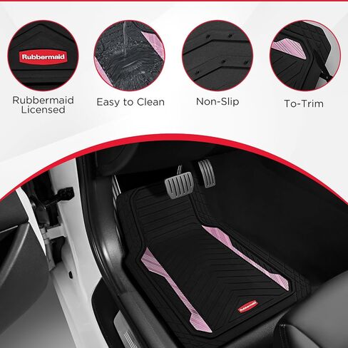 Rubbermaid Car Floor Mat, Heavy Duty All-Weather Car Mats Full Set with Dual-Tone Pink Aluminum Inserts – Universal Fit, Anti-Slip Backing, Trim-to-Fit for Most SUV, Sedan, Van in Saudi Arabia