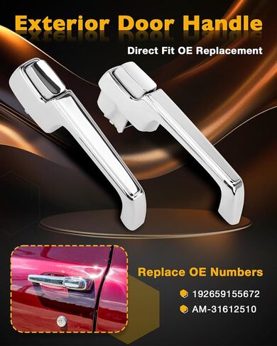 معدن خارج الباب مقابض (زوج) ، متوافق مع 1967-1972 Chevy C/K 10 20 30 ، GMC C/K 15 25 35 1500 2500 3500 Pickup Jimmy Blazer ، Chrome الخارجي الأمامي اليسار واليمين ، استبدل# 3927895 3927899 in Saudi Arabia
