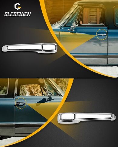 معدن خارج الباب مقابض (زوج) ، متوافق مع 1967-1972 Chevy C/K 10 20 30 ، GMC C/K 15 25 35 1500 2500 3500 Pickup Jimmy Blazer ، Chrome الخارجي الأمامي اليسار واليمين ، استبدل# 3927895 3927899 in Saudi Arabia