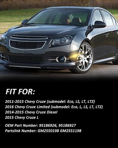 Bestview LED Side Marker Light Assembly ، مصابيح الوفير الأمامية متوافقة مع Chevy Cruze 2011 2012 2013 2014 ، Driver & Passenger Side ، Len White Smoked Len. in Saudi Arabia