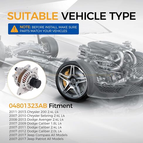 POROD ANDLINATOR 12V 115A FIT لعام 2011-2013 Chrysler 200 ، 2007-2010 SEBRING ، 2008-2013 Avenger ، 2007-2012 CALIBER in Saudi Arabia