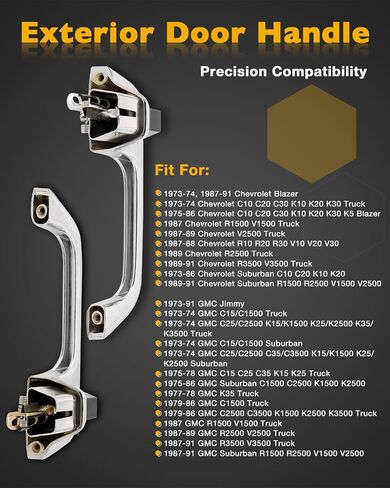 Metal Outside Door Handles (Pair), Compatible with 1967-1972 Chevy C/K 10 20 30, GMC C/K 15 25 35 1500 2500 3500 Pickup Jimmy Blazer, Chrome Exterior Front Left & Right Side, Replace# ‎3927895 3927899 in Saudi Arabia