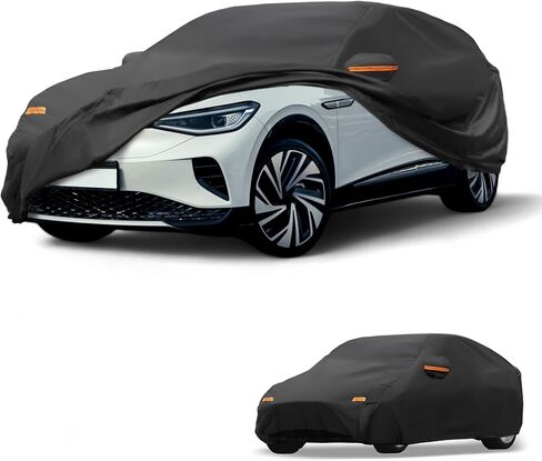 All-Weather Waterproof Car Cover - UV-Resistant Outdoor Full Exterior Protection for Volkswagen ID.4 190T-PU Black with Right Side Zipper in Saudi Arabia