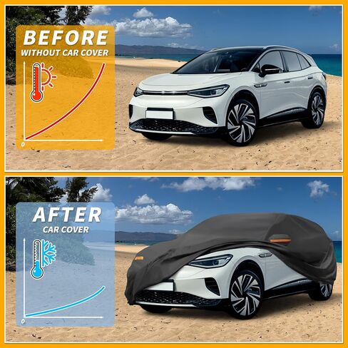 All-Weather Waterproof Car Cover - UV-Resistant Outdoor Full Exterior Protection for Volkswagen ID.4 190T-PU Black with Right Side Zipper in Saudi Arabia