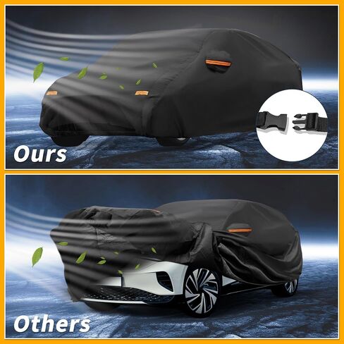 All-Weather Waterproof Car Cover - UV-Resistant Outdoor Full Exterior Protection for Volkswagen ID.4 190T-PU Black with Right Side Zipper in Saudi Arabia
