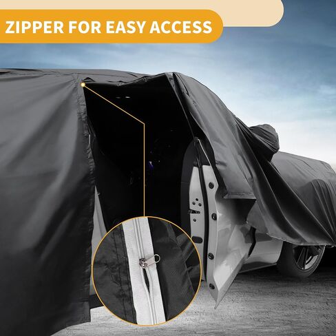 All-Weather Waterproof Car Cover - UV-Resistant Outdoor Full Exterior Protection for Volkswagen ID.4 190T-PU Black with Right Side Zipper in Saudi Arabia
