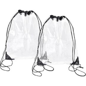 2 Pack Clear Drawstring Bags for Stadium Events,See Through Waterproof PVC Backpack for Men and Women,Ideal for Colleges Sport Event,Concert,Festivals in Kuwait