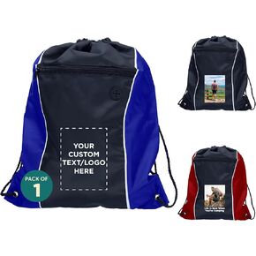 DISCOUNT PROMOS Two-Tone Drawstring Backpack Non-Woven - 10 pack - Customizable Text, Logo - Durable Sports Backpacks - Ideal for Sports, Travel, Gym & More - Blue in Saudi Arabia