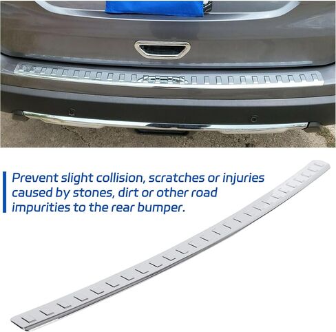 KUAFU Rear Bumper Sill Cover Guard Plate Compatible with 2014-2020 Nissan Rogue 999T6G2000 999B1G500A Bumper Tailgate Back Trunk Door Sill Trim Molding Protector Strip Pad Panel Chrome in Saudi Arabia
