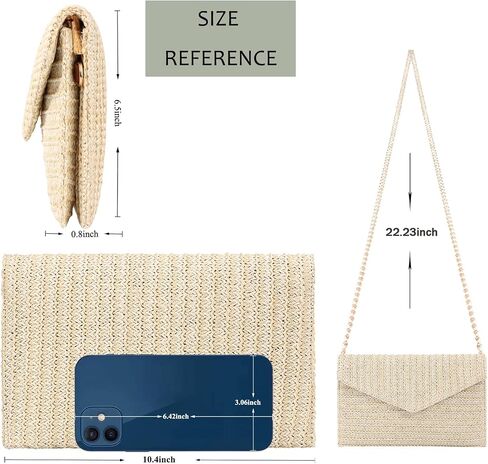 Summer Woven Straw Clutch Purse for Women,Elegant Beach Crossbody Bag, Boho Evening Handbag in Kuwait