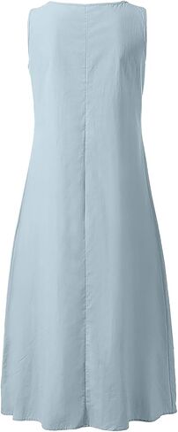 Summer Linen Dresses for Women 2025 Casual Maxi Dress Sleeveless Button Dress Sexy V Neck Beach Dresses with Pockets in Saudi Arabia