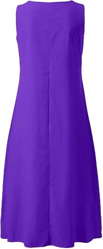 Summer Linen Dresses for Women 2025 Casual Maxi Dress Sleeveless Button Dress Sexy V Neck Beach Dresses with Pockets in Saudi Arabia