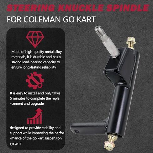 Left Spindle Steering Knuckle for coleman kt196 go kart parts compatible with For Coleman CK196-T, KT194,KT196,196cc 6.5 Hp Gas Powered Go-Karts,Replacement 4-Wheeler Quad Parts for steering spindle in Saudi Arabia