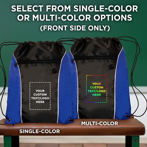 DISCOUNT PROMOS Two-Tone Drawstring Backpack Non-Woven - 10 pack - Customizable Text, Logo - Durable Sports Backpacks - Ideal for Sports, Travel, Gym & More - Blue in Saudi Arabia