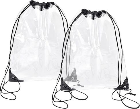 2 Pack Clear Drawstring Bags for Stadium Events,See Through Waterproof PVC Backpack for Men and Women,Ideal for Colleges Sport Event,Concert,Festivals in Kuwait