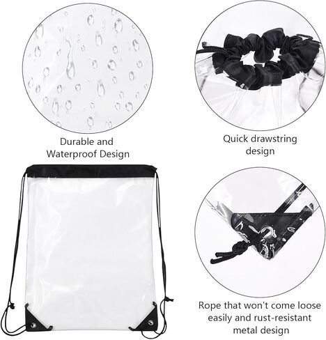 2 Pack Clear Drawstring Bags for Stadium Events,See Through Waterproof PVC Backpack for Men and Women,Ideal for Colleges Sport Event,Concert,Festivals in Kuwait