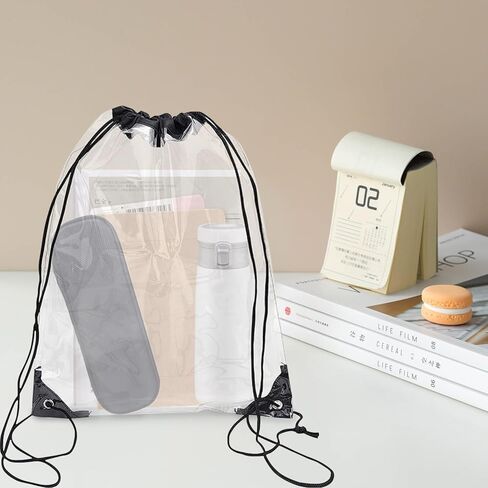 2 Pack Clear Drawstring Bags for Stadium Events,See Through Waterproof PVC Backpack for Men and Women,Ideal for Colleges Sport Event,Concert,Festivals in Kuwait