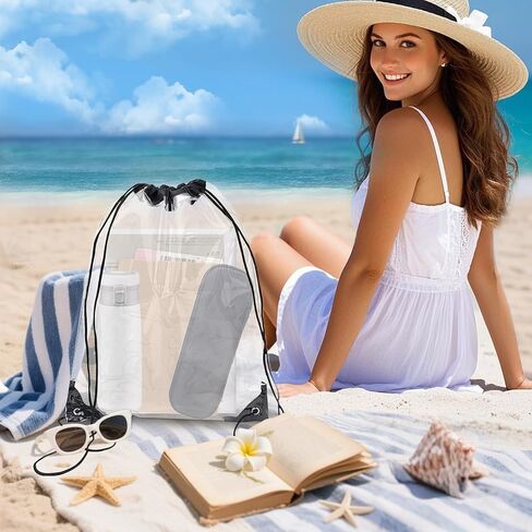 2 Pack Clear Drawstring Bags for Stadium Events,See Through Waterproof PVC Backpack for Men and Women,Ideal for Colleges Sport Event,Concert,Festivals in Kuwait