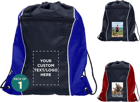 DISCOUNT PROMOS Two-Tone Drawstring Backpack Non-Woven - 10 pack - Customizable Text, Logo - Durable Sports Backpacks - Ideal for Sports, Travel, Gym & More - Blue in Saudi Arabia