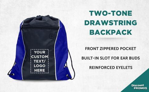 DISCOUNT PROMOS Two-Tone Drawstring Backpack Non-Woven - 10 pack - Customizable Text, Logo - Durable Sports Backpacks - Ideal for Sports, Travel, Gym & More - Blue in Saudi Arabia