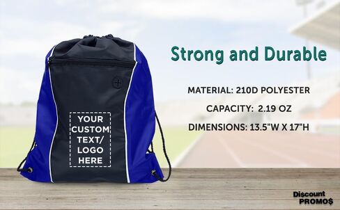 DISCOUNT PROMOS Two-Tone Drawstring Backpack Non-Woven - 10 pack - Customizable Text, Logo - Durable Sports Backpacks - Ideal for Sports, Travel, Gym & More - Blue in Saudi Arabia