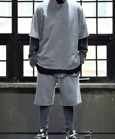 Mens Tracksuit Short Sleeve Tshirts and Shorts Set 2 Piece Outfits Casual Sweatsuits with Pocket in Kuwait
