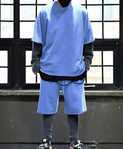 Mens Tracksuit Short Sleeve Tshirts and Shorts Set 2 Piece Outfits Casual Sweatsuits with Pocket in Kuwait