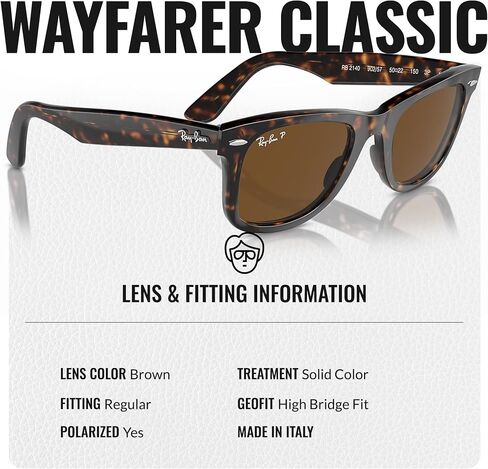 Ray-Ban RB2140 Original Wayfarer Classic Polarized Square Shape Sunglasses for Men and Women-Timeless Classic Sun Glasses with Modern Elegance-Premium UV Protection-Designer Men's & Women's Sunglasses in Saudi Arabia
