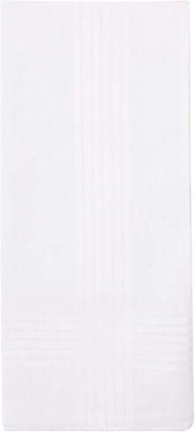 DevoBhoomi 12 Pack Handkerchief mens white handkerchiefs wrinkle free (Permanent Press White with Satin Cord, 16" x 16") in Saudi Arabia