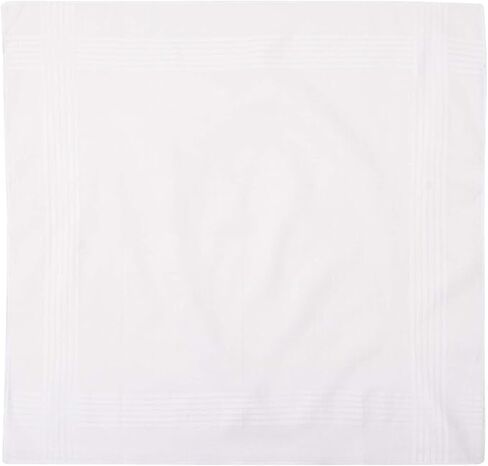 DevoBhoomi 12 Pack Handkerchief mens white handkerchiefs wrinkle free (Permanent Press White with Satin Cord, 16" x 16") in Saudi Arabia