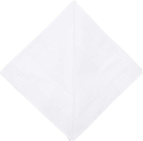 DevoBhoomi 12 Pack Handkerchief mens white handkerchiefs wrinkle free (Permanent Press White with Satin Cord, 16" x 16") in Saudi Arabia